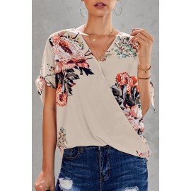 Apricot Floral Twist Top